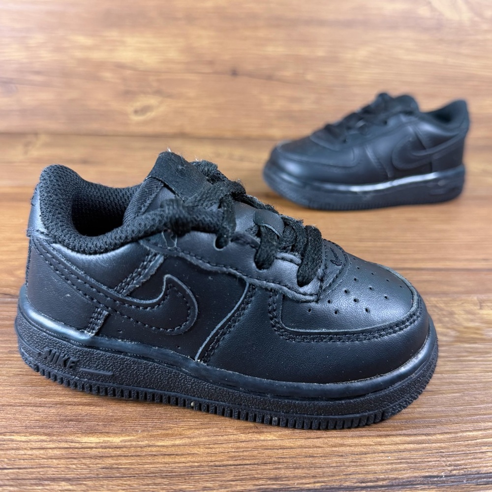 Nike Air Force 1‎ Sneakers Size 6C Triple Black Leather Shoes